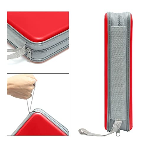 CD Case Holder, 80 Capacity CD/DVD Case Holders Wallet Hard Plastic CD DVD Red