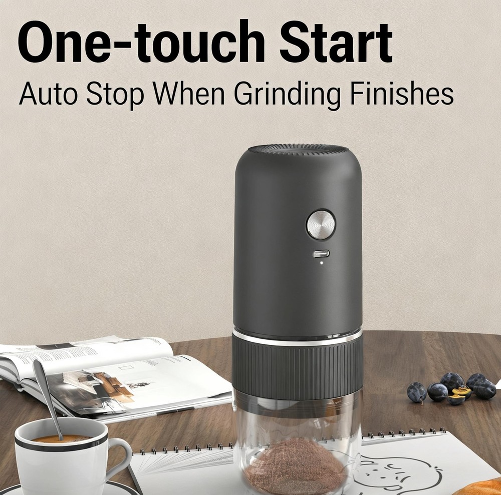 Coffee Grinder Automatic Bean Grinder Adjustable Coarseness Rechargeable Cafe...