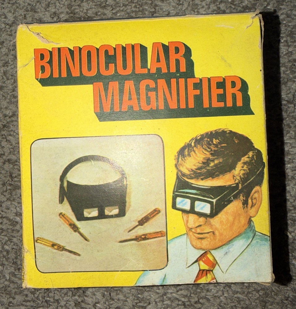 Vintage Binocular Headband Magnifier In Original Box.