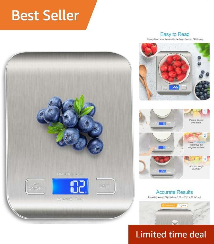 Compact Digital Kitchen Scale - Multi-Units Conversion for Cooking & Baking