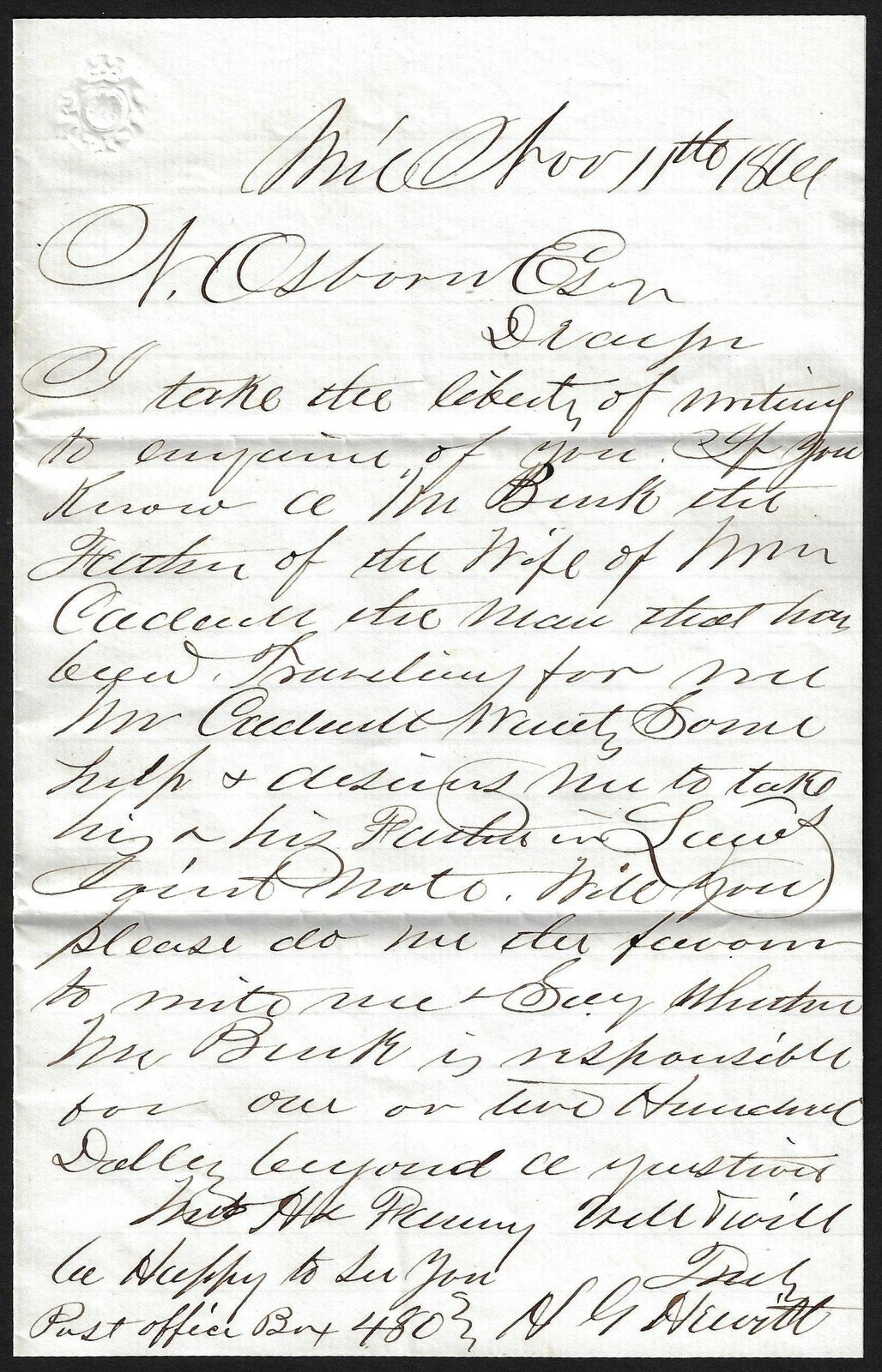 US 1864 CIVIL WAR CONCORD MASS DATED NOV 17 1864 WITH LETTER ENCLOSED TO NY