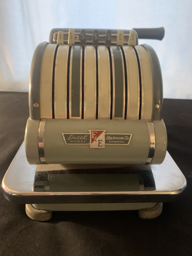 F & E "Excel" Model Check Protector by Hedman Co Chicago - Vintage Check Printer