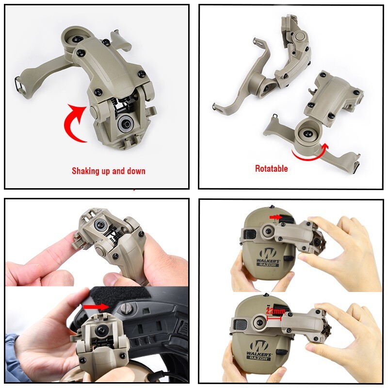 Tactical 360°Rotation Helmet Mount Adapter Headset Bracket FAST Wendy Helmets