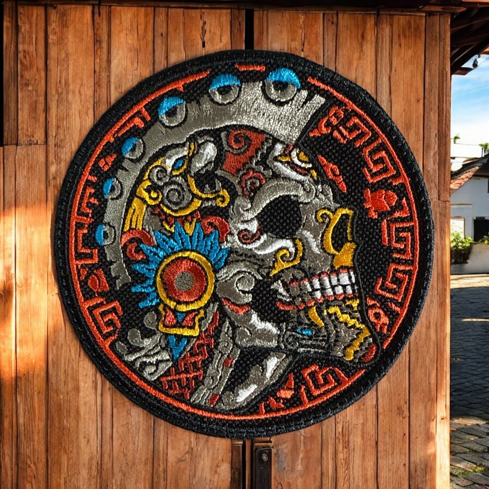 Aztec Skull Embroidery Patch 4.07" X 4.07"