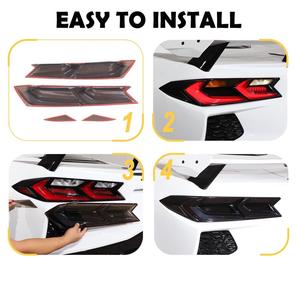 Car Tail lights Cover Compatible with Corvette C8 Stingray Z06 E full coverage