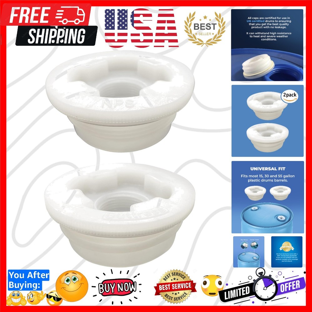 Bung Cap 2" with 3/4" Knock Out Combo 2pc 1 Buttress Thread & 1 NPT Thread Fi...