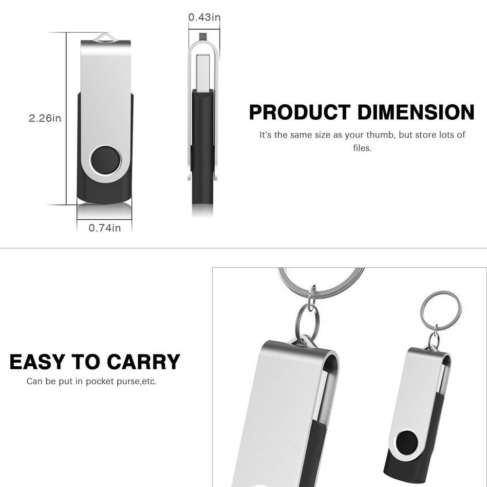 10 Pack 128MB Swivel USB Flash Drives Memory Stick U Disk Thumb Pen Drive Black