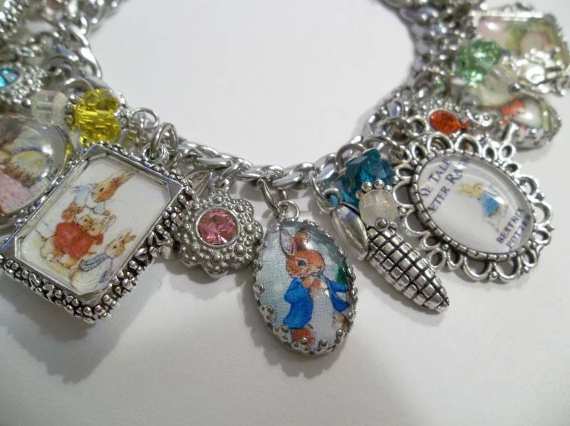 Classic Peter Rabbit Charm Bracelet Beatrix Potter Hand Crafted