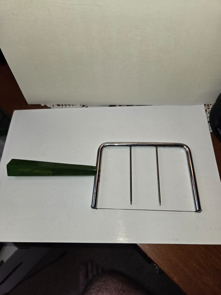 Vintage Cheese Slicer Green Bakelite jade pattern handle
