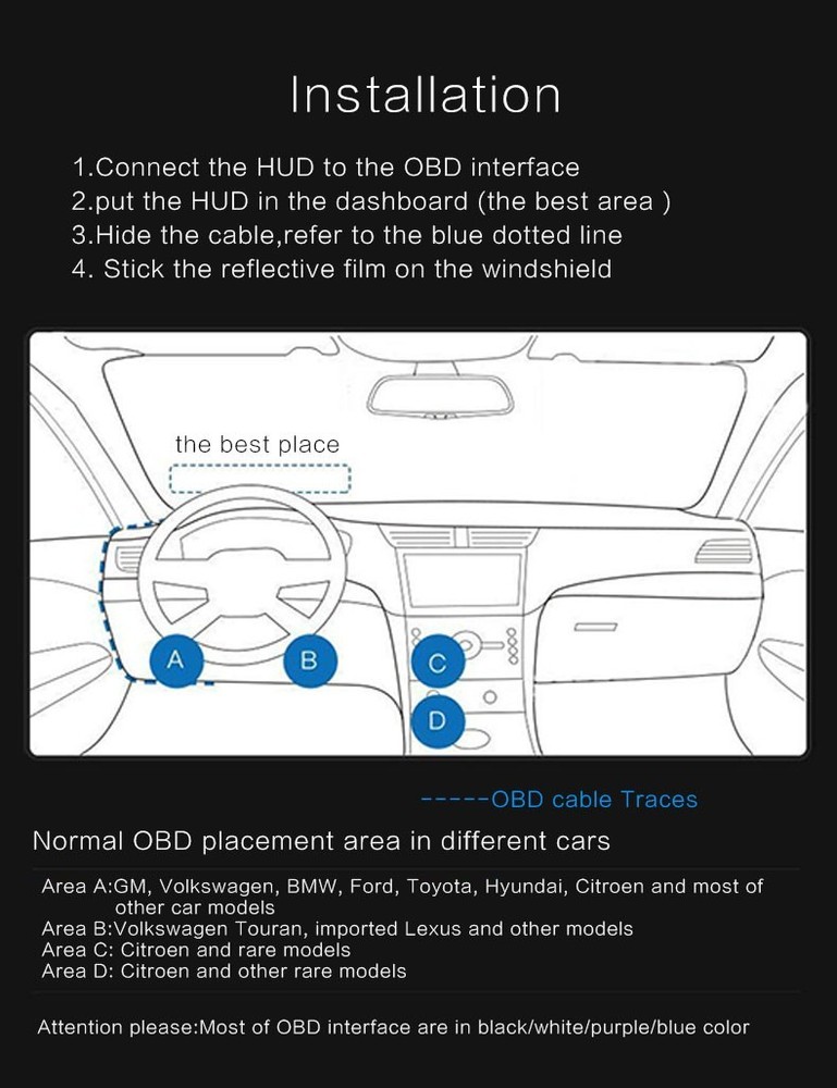 A8 Car Head Up Display HUD Dashboard Screen Projector OBD2 Speedometer Odometer