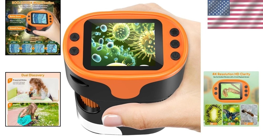 Educational Gift: 1000X Handheld Microscope for Ages 4-6