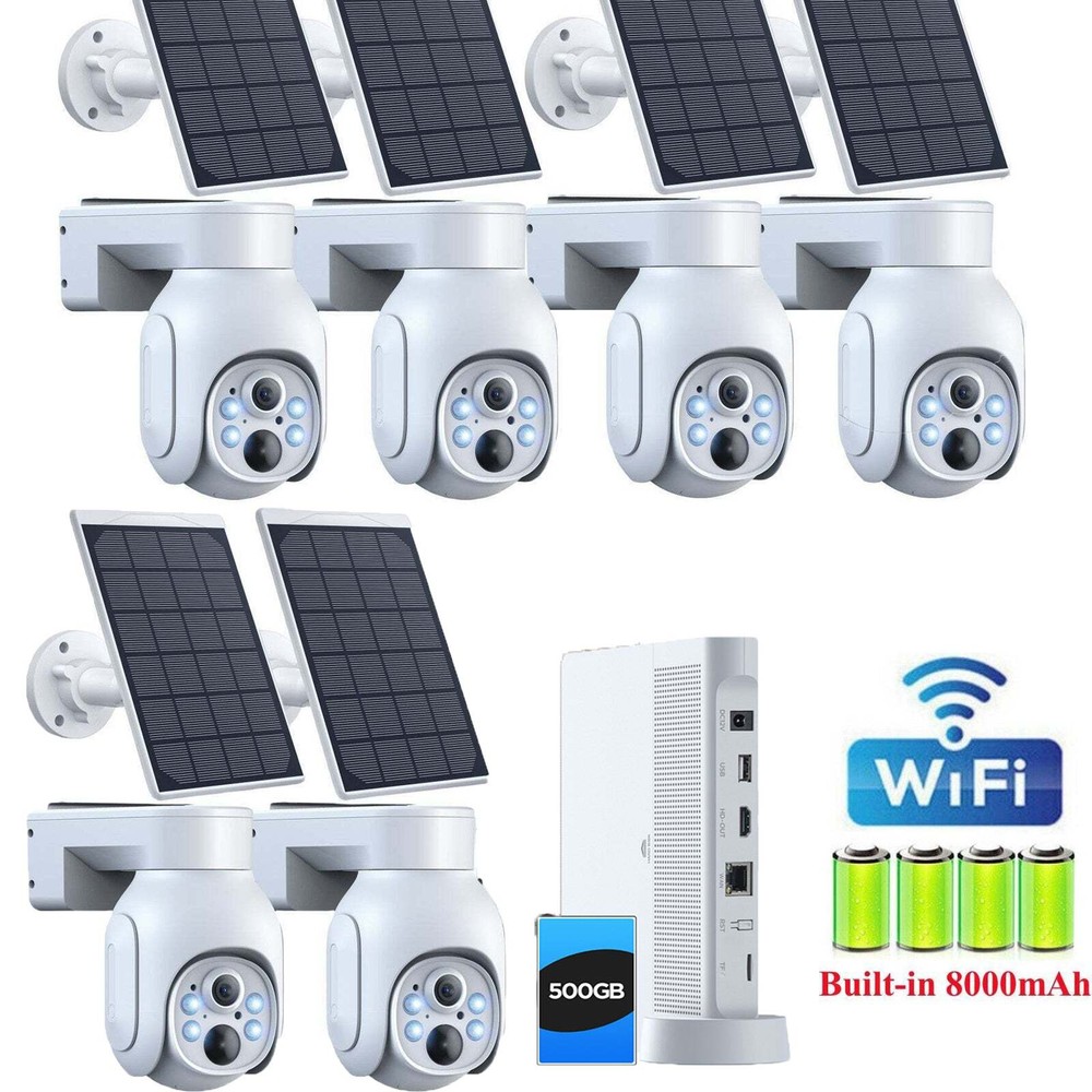 4MP Wireless CCTV Security Camera System Solar & Battery Powered Wifi PTZ Camera