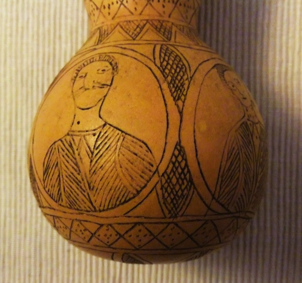ANTIQUE DRY PUMPKIN CARVED WITH CHARACTERS