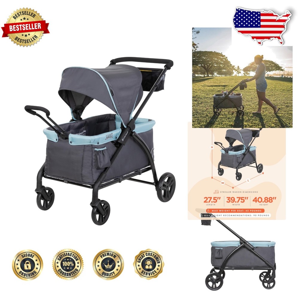 Expedition LTE Stroller Wagon Desert Blue, Foldable, 3-Point Harness, 4 Wheels