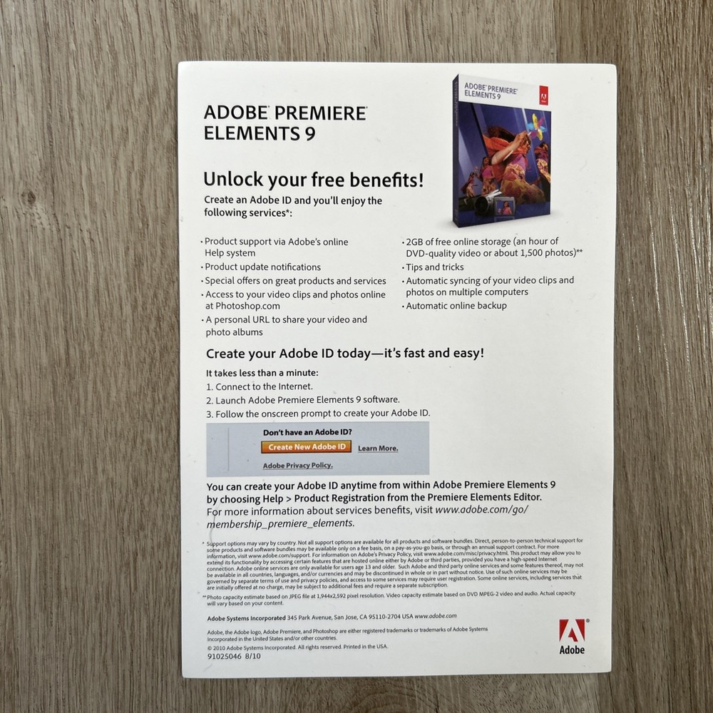 Adobe Photoshop Elements 9 and Adobe Premiere Elements 9 w/ Codes READ