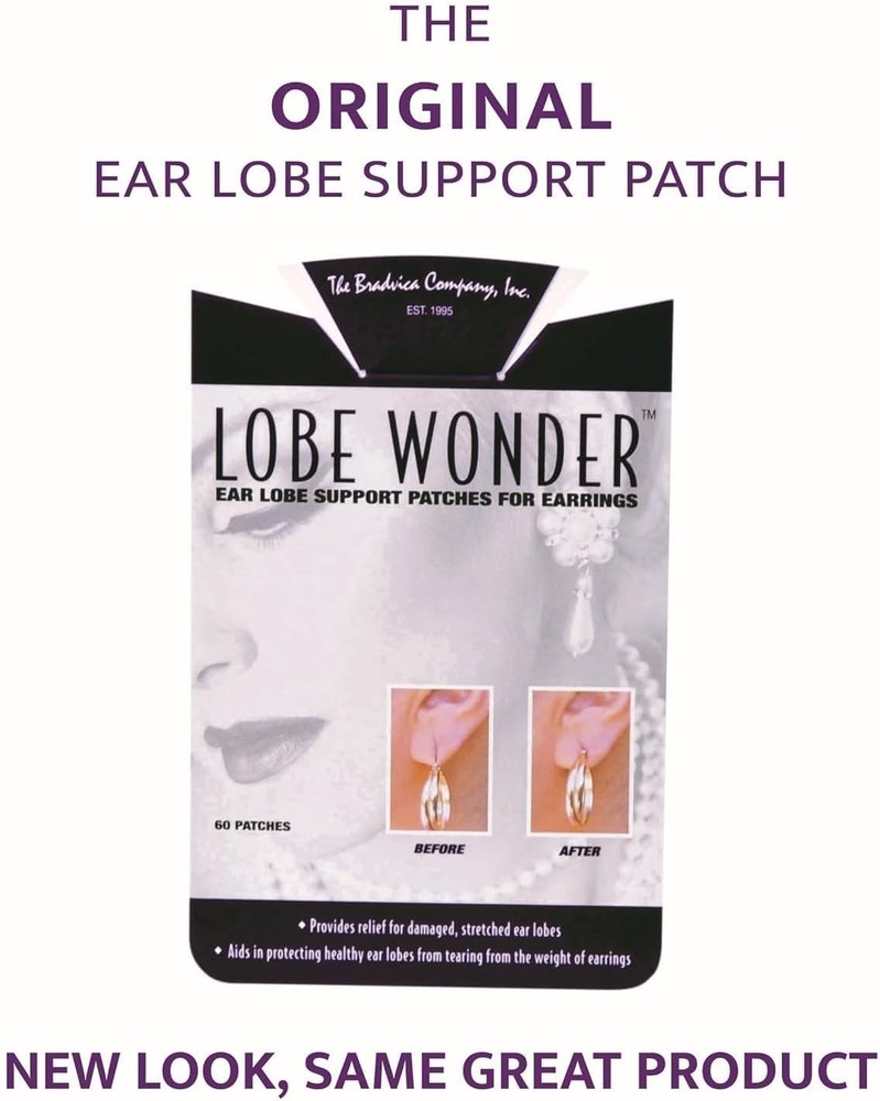 Hypoallergenic Ear Lobe Support Patch for Pierced Ears - 120 Count, Clear