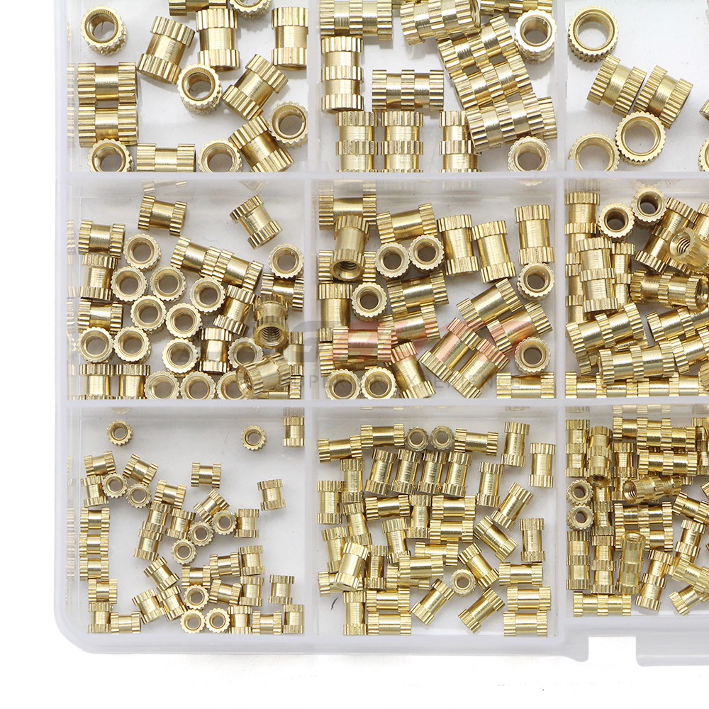 370Pcs Female Thread Solid Brass Knurled Nuts Threaded Insert Embedment M2-M5