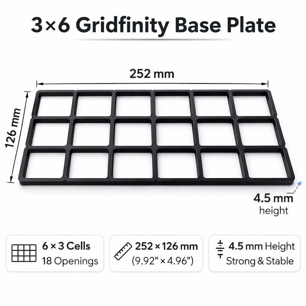 Gridfinity 3x6 Base Plate 252x126mm Modular Drawer Organizer Grid USA