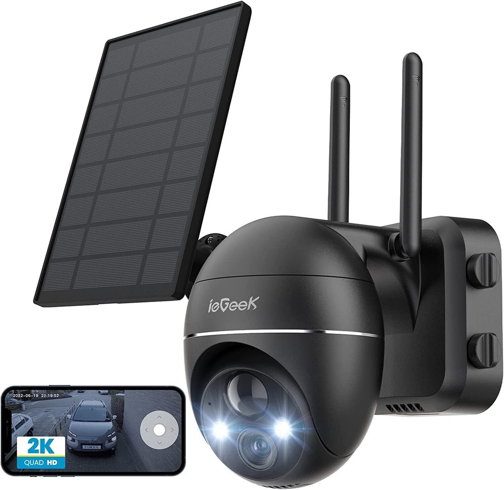 Security Cameras Wireless Outdoor, 2K Solar security camera System 360° PTZ IP65