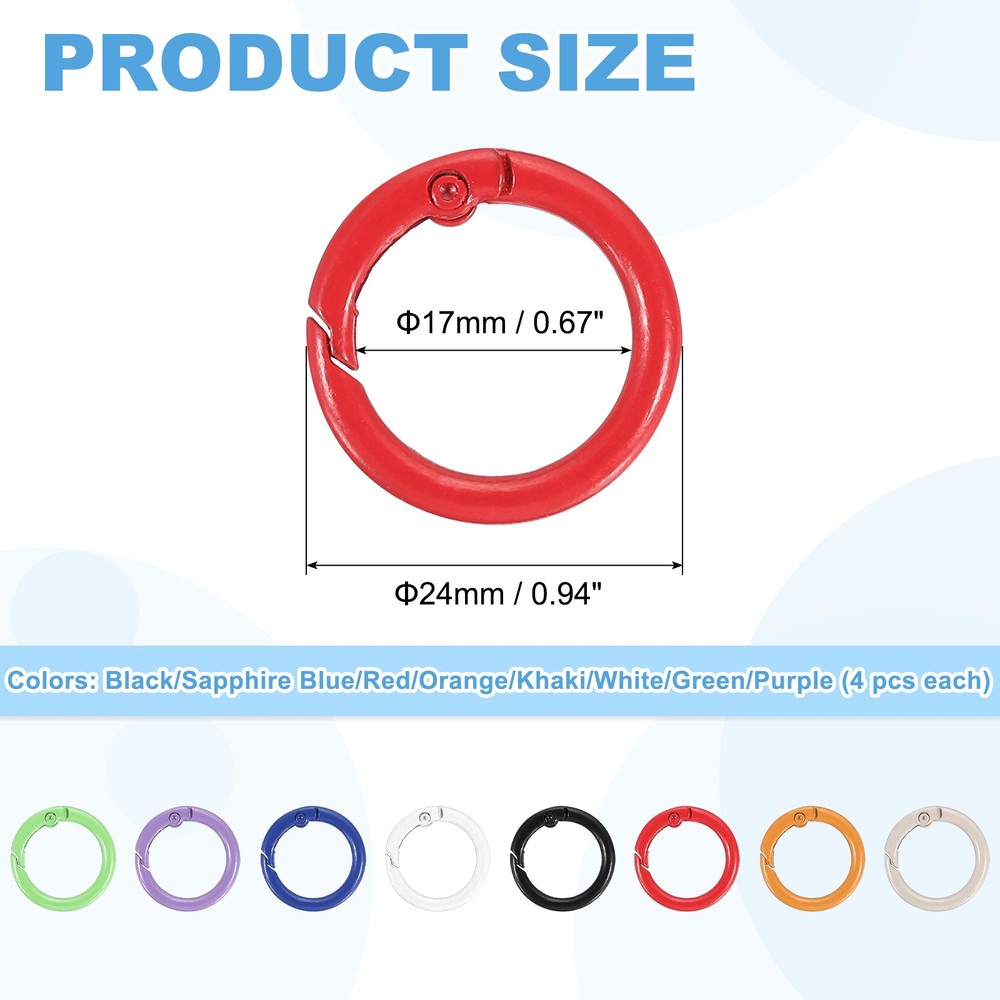 1Set Round Spring O Rings, Trigger Spring Snap Clip, Black and 7 Colors