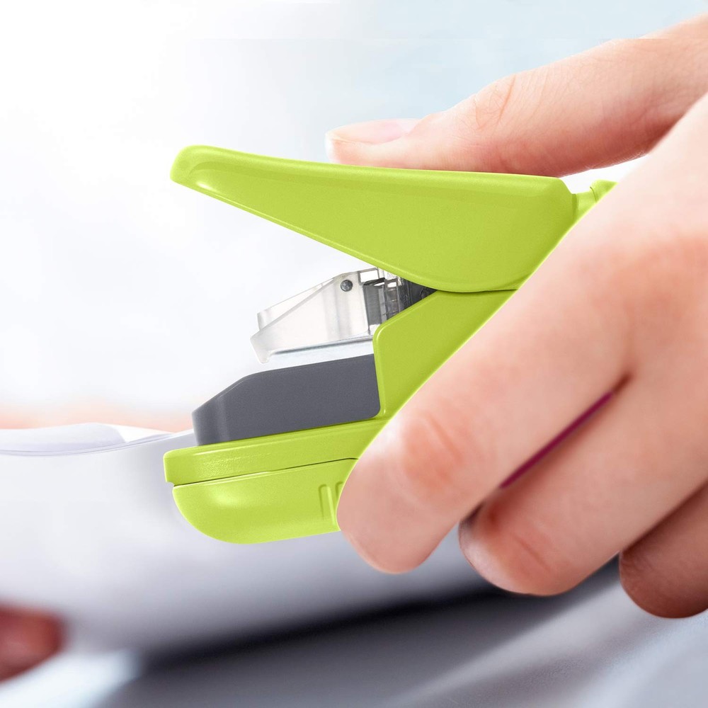 Plus Paper Clinch Compact Staple-Free Stapler, Green