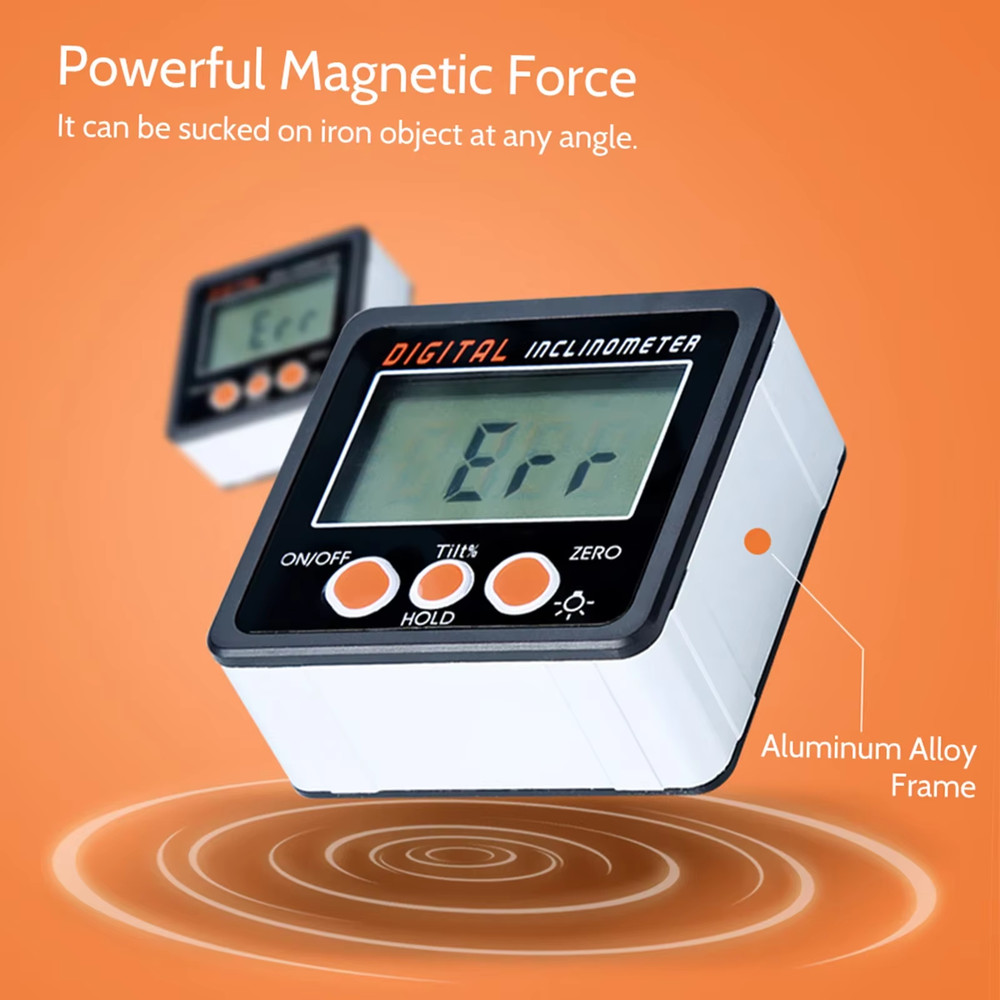 Digital Inclinometer Protractor 0-360° with Magnetic Base for Precision Angle Me