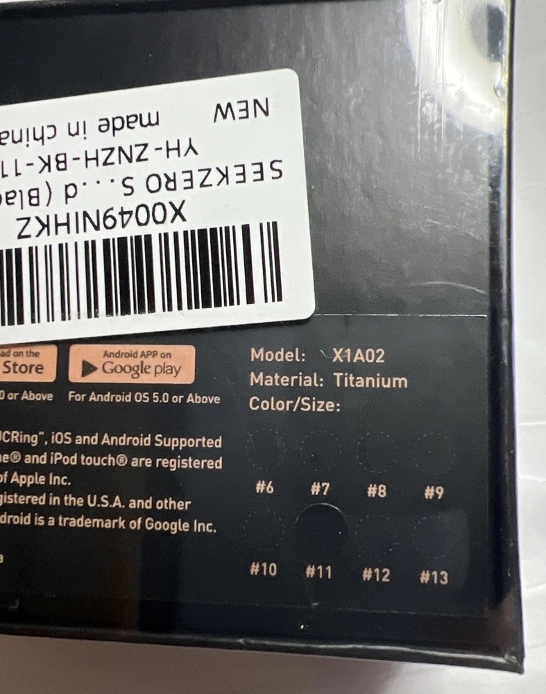 New, Sealed! SeekZero Smart Ring Black, Size 11, Health, Sleep, Activity Tracker