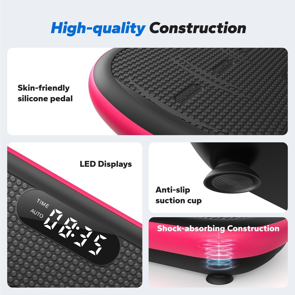 MERACH Vibration Plate Exercise Machine, 440 Lbs Magenta