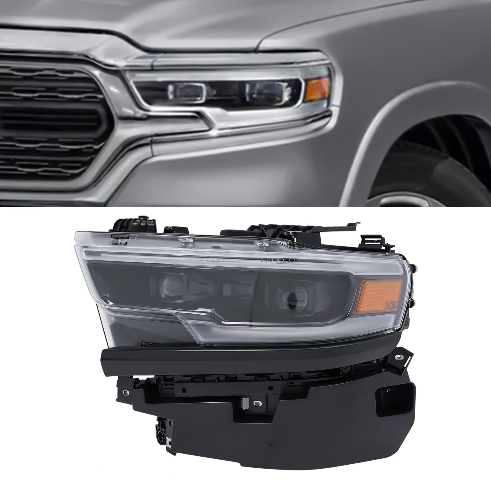 Front Headlight Assembly Only for 2019-2022Ram 1500 Laramie Longhorn Left Side