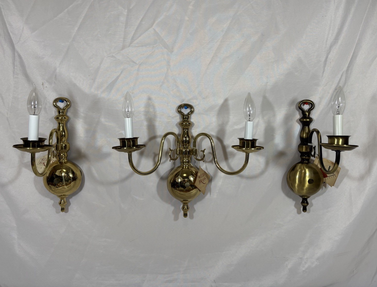 Vintage NOS Kichler Colonial Style Brass Wall Sconce Light Fixture 13.25"H