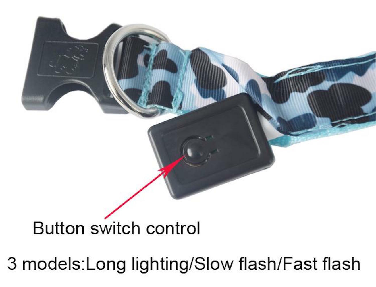 CAMOUFLAGE LED RECHARGEABLE COLLAR CAMO light-up Dog Pet Safety USB flash glow