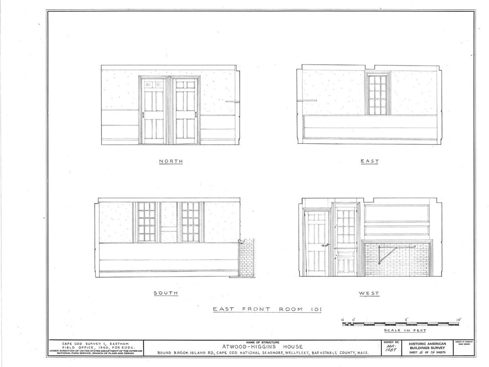 Cape Cod colonial house, 3 bedroom floor plan, architectural drawings & details
