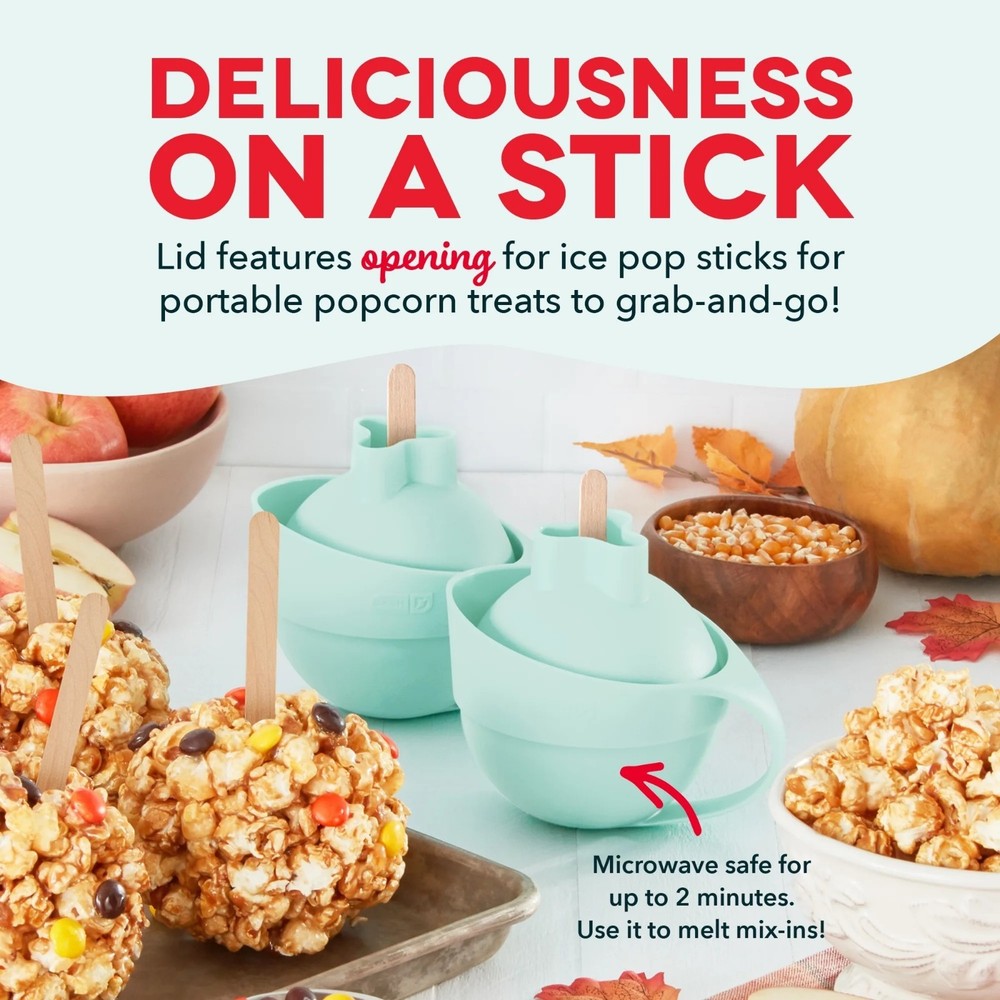 DASH Popcorn Ball Maker - Aqua - Set of 2 / Easy Grip Handle