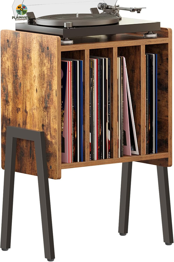 Record Player Stand, Record Storage Table, End Table with Vinyl Holder Display S