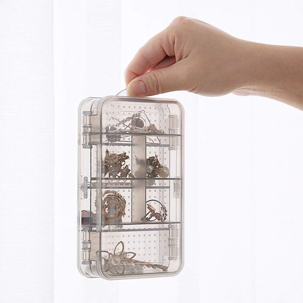 2Pcs Clear Double Layer Plastic Jewelry Box Organizer Storage Container for E...