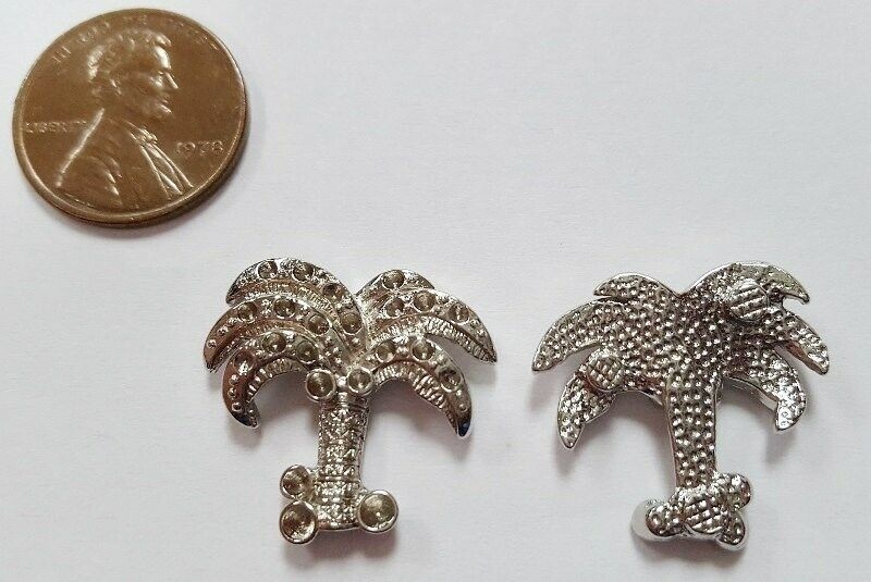 1 Retro Silver Palm Tree 21x22mm. Floating Charm Cabochon Finding  E280
