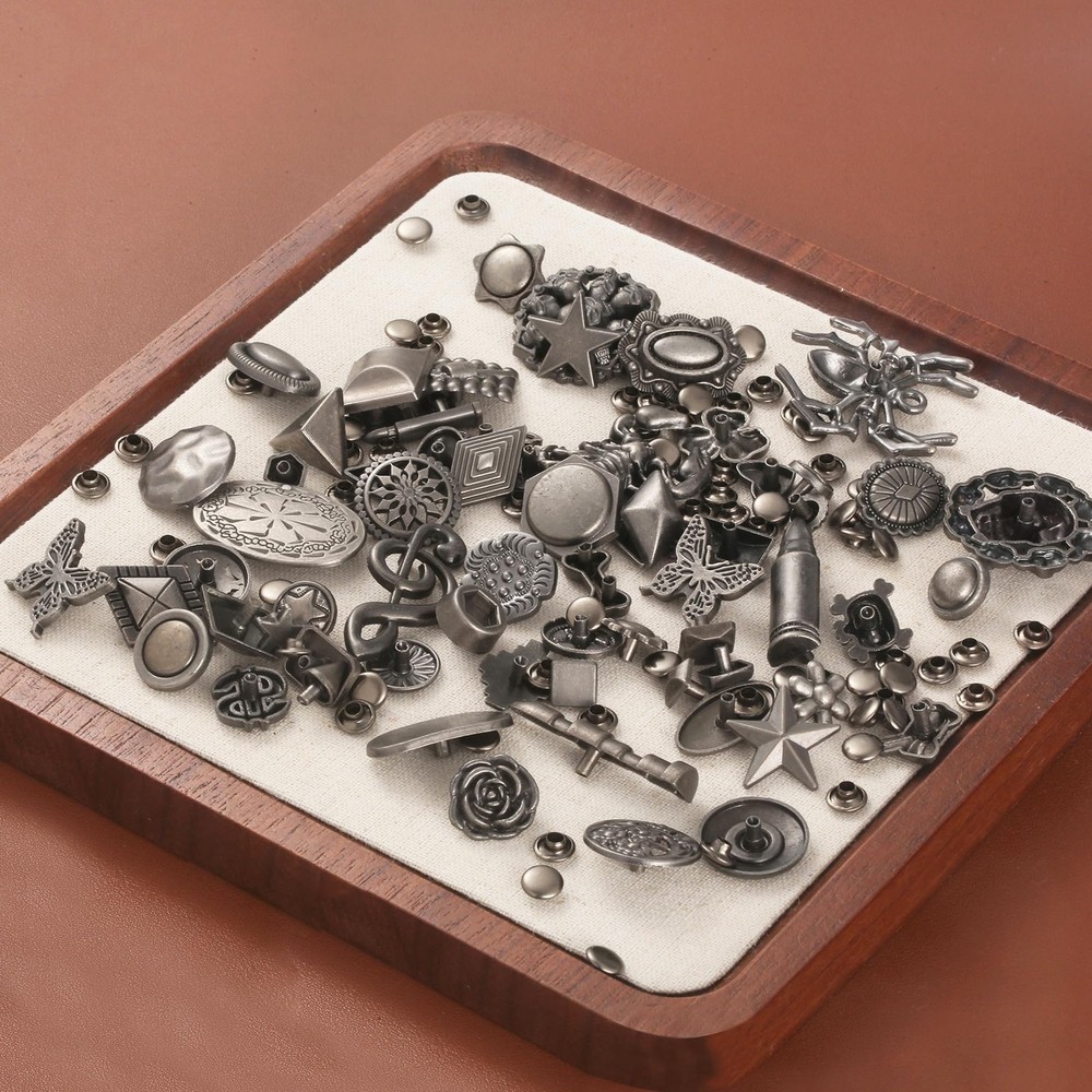 70Sets Assorted Conchos Mixed Antique Silver Color Studs Spikes and Studs Riv...