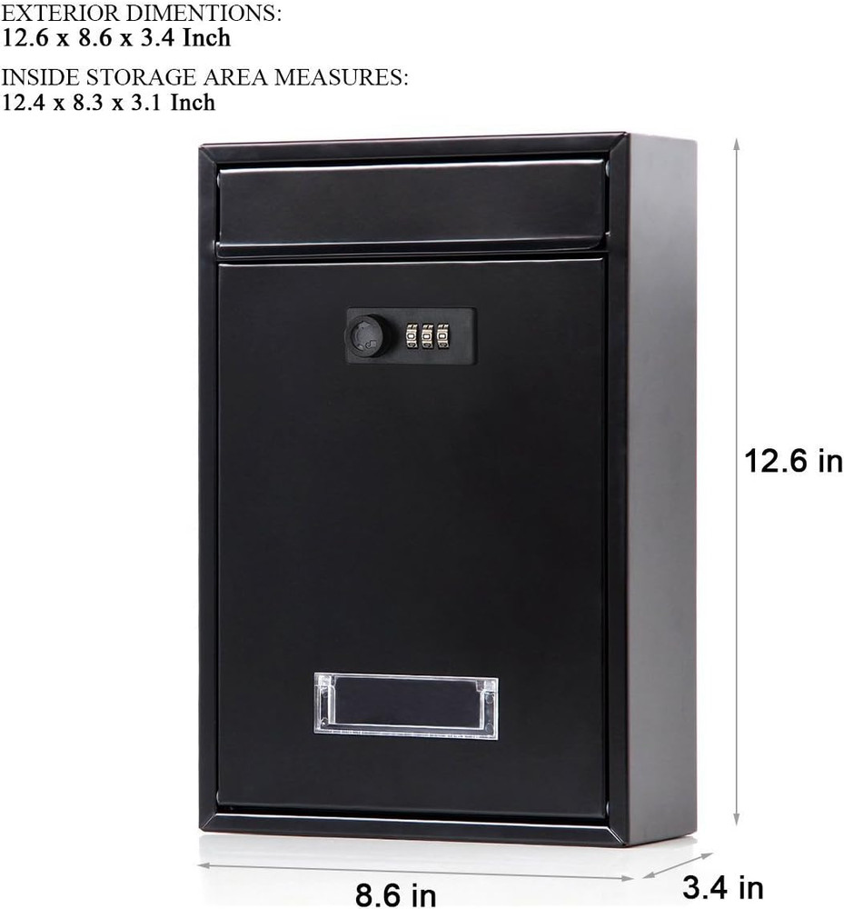 Locking Mailbox Wall Mounted Vertical- Mail Boxes with Combination Lock Large C