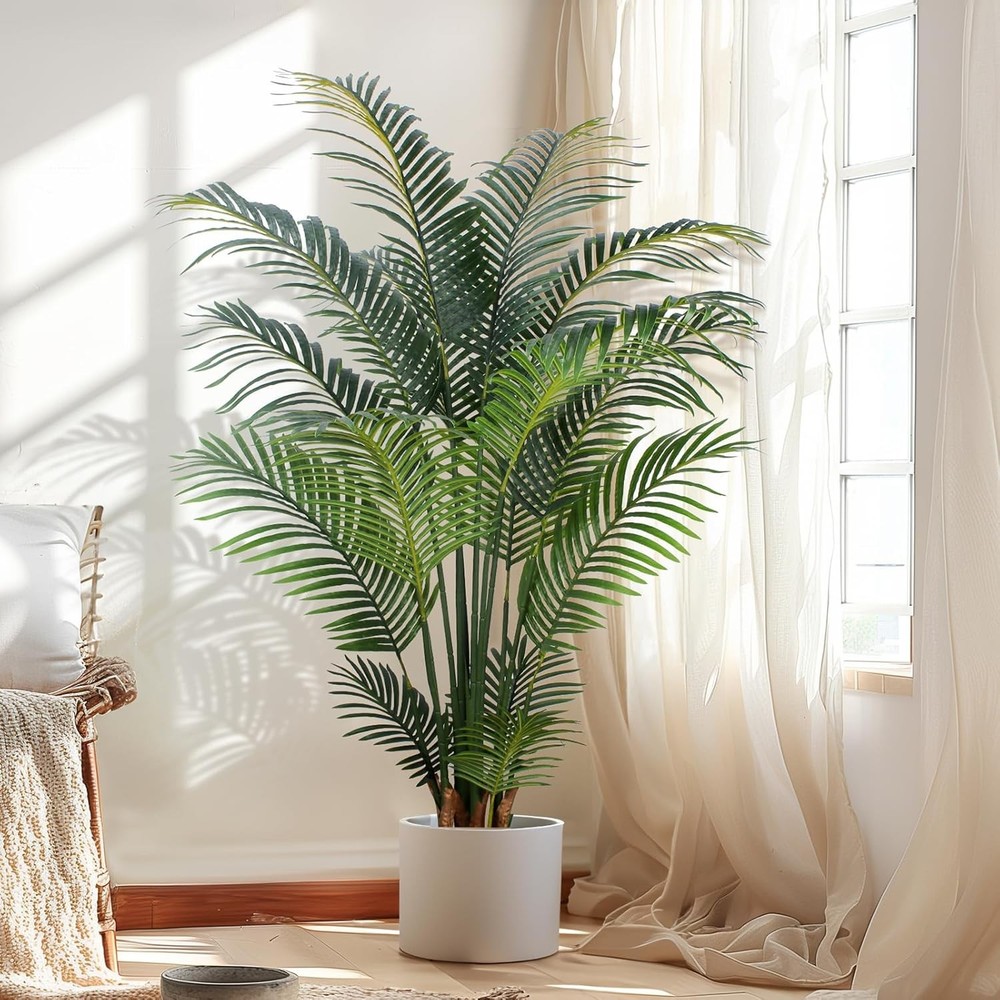 Artificial Tropical Palm Plant - Artificial Tree with Plastic Pot for