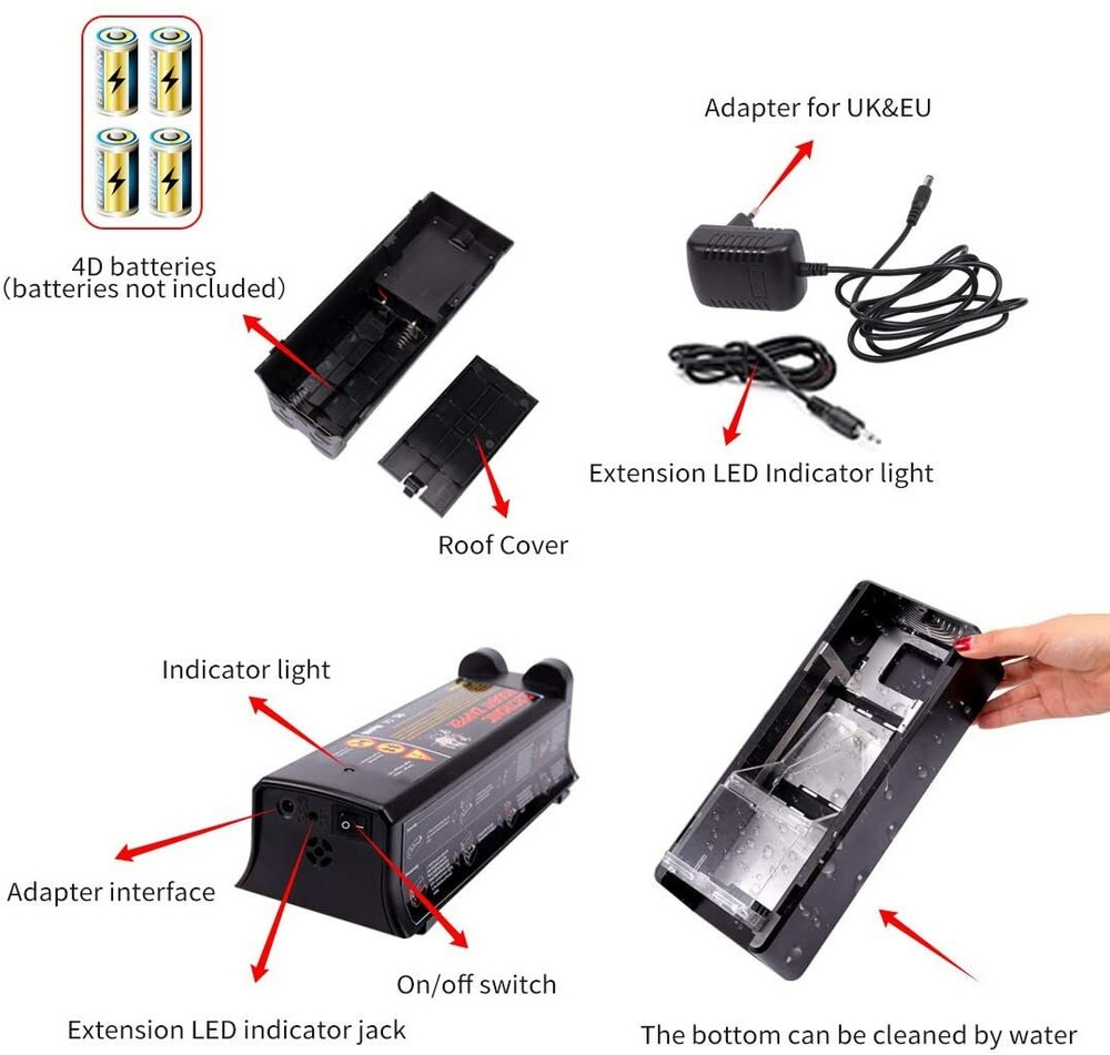 Electronic Humane Mouse Trap Pest Control Rat Killer Mice Electric Rodent Zapper