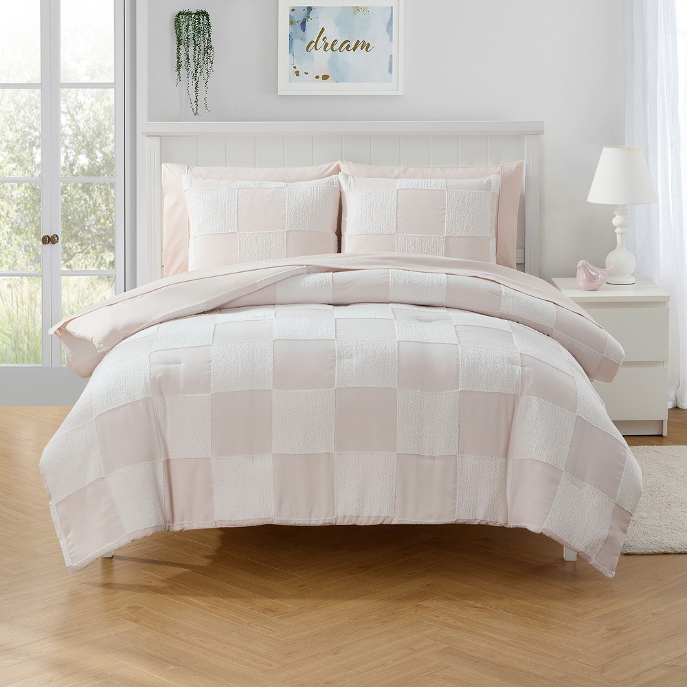 Kids Chenille Checkered Bed in a Bag Comforter & Sheet Set