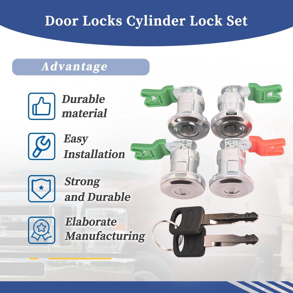 Door Locks Cylinder Lock Set Compatible with Ford Econoline Van/E-150/E-250/ ...