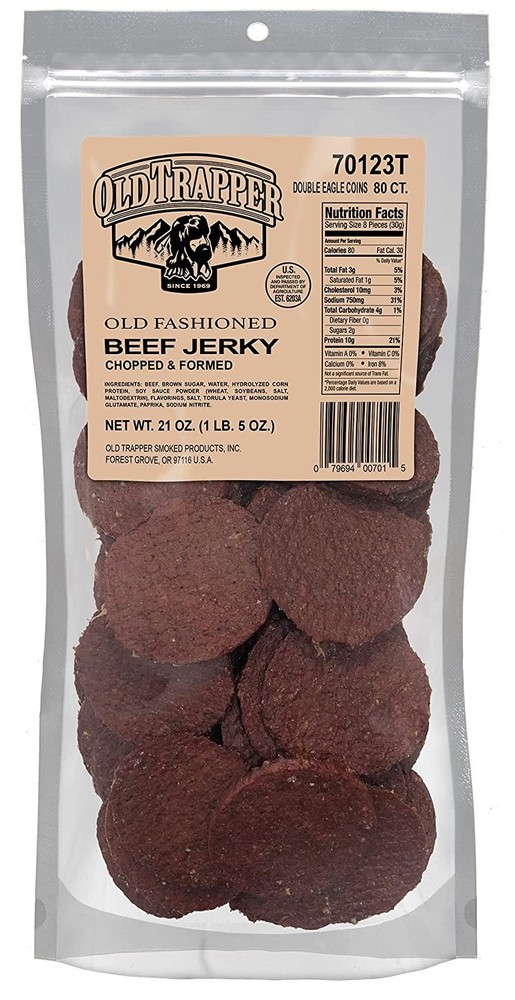 Old Trapper BEEF JERKY ROUNDS 80 ct old fashioned REFILL 1.3 Pounds Double Eagle