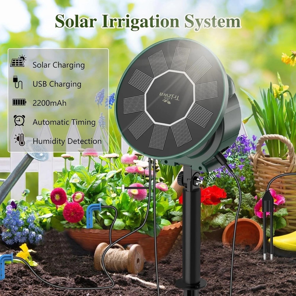 Automatic Solar Drip Irrigation System for Outdoor/Indoor with 2200mAh Battery,e