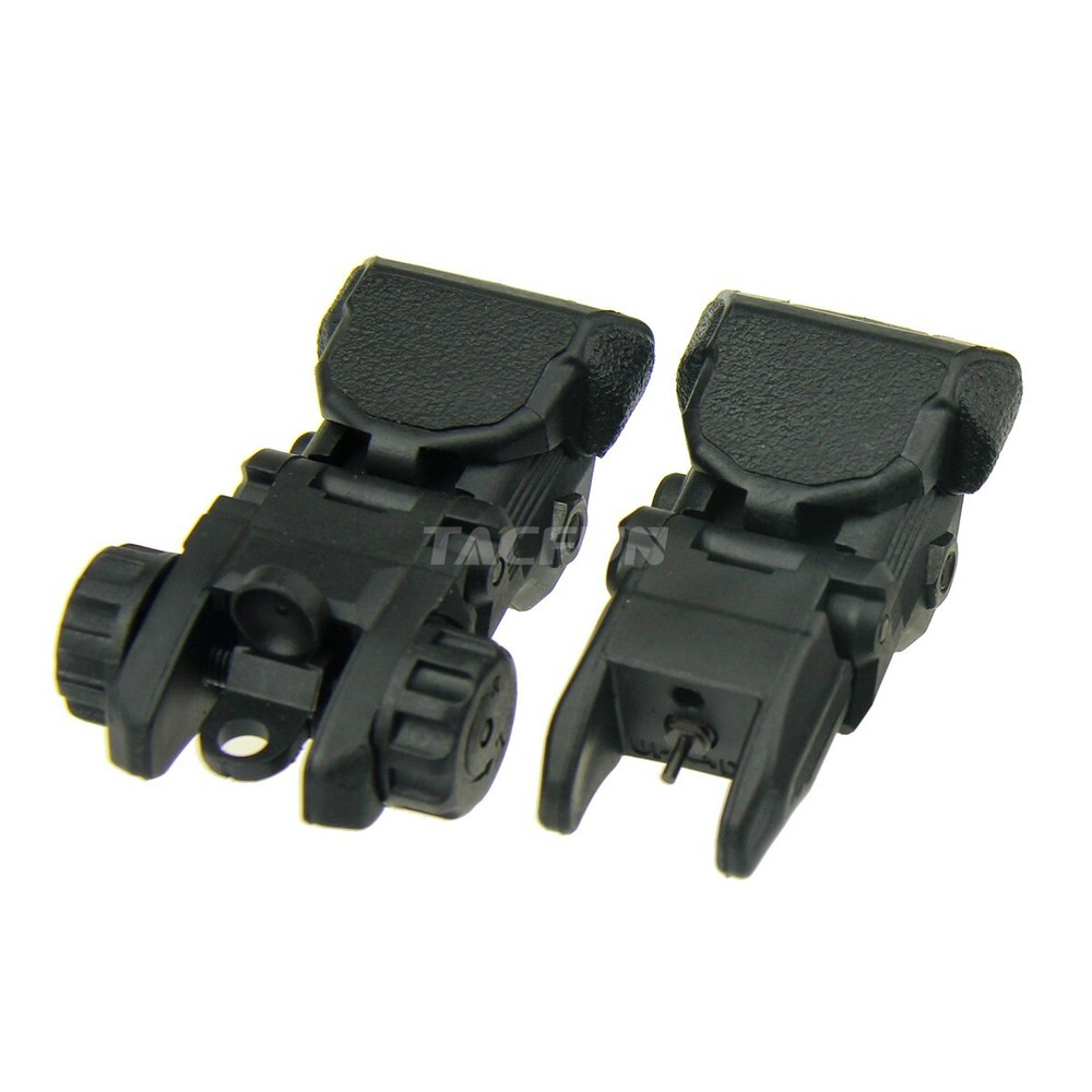 Polymer Flip Up Folding Auto Deploy Front & Rear BUIS Back Up Sight