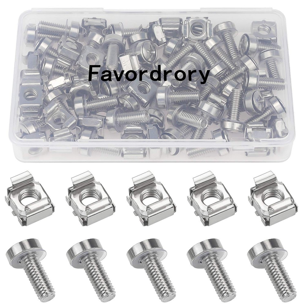 30 PCS M6x20mm Rack Mount Cage Nuts Screws Washers Server Cabinet Silver