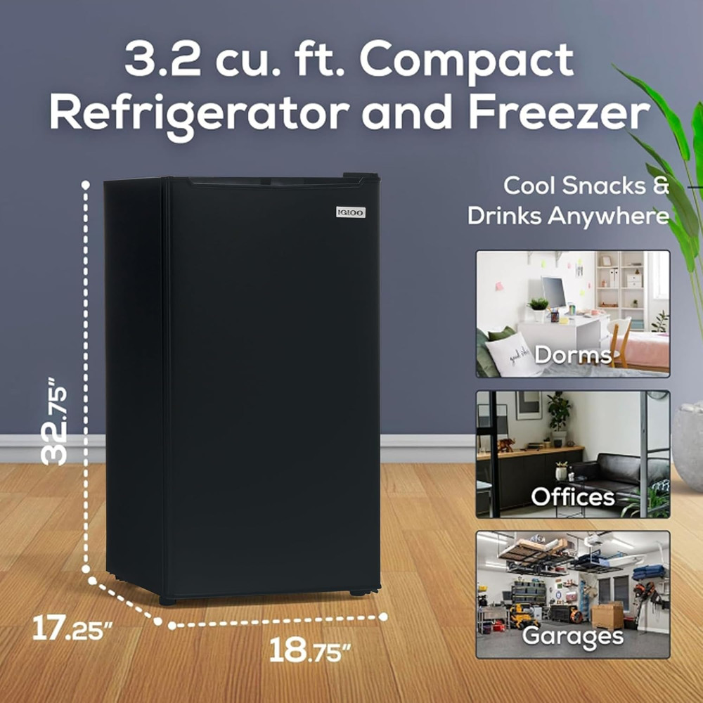 . Cu.Ft. Mini Fridge with Freezer - Single Door Compact Refrigerator with Glass