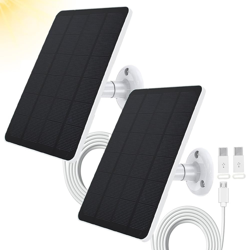 2 Pack Solar Panel Compatible with WYZE Battery Cam Pro, EufyCam 2C/2C Pro, 4...