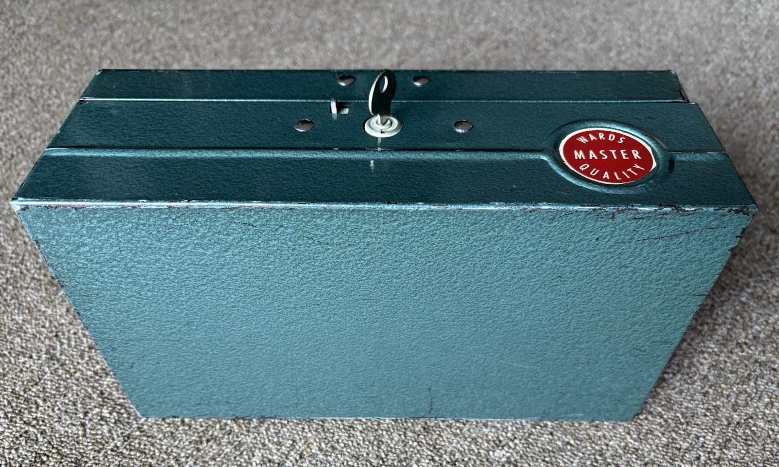 Vintage Green Metal Wards Master Quality 5 Drawer Tackle Box/Cash, Change Tray