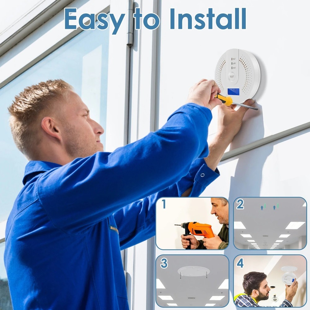 Carbon Monoxide Detector Warning Alarm Sensor LED Digital Battery Powered